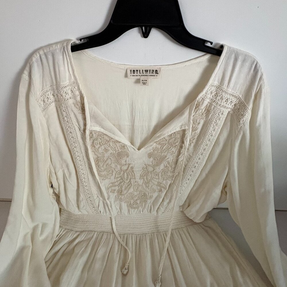 Idyllwind Cream Boho Embroidered Peasant Dress - Picture 5 of 7